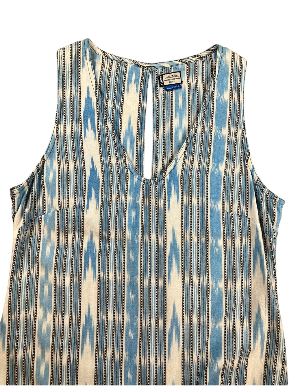 Kavu Rita Sheath Dress Women's Small Tribal Deep V-neck Boho Beach 100% Cotton